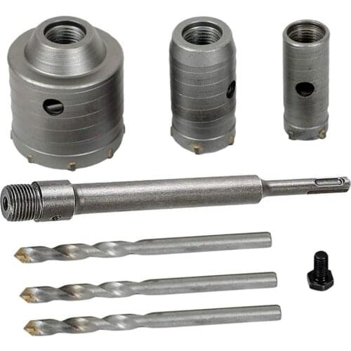 ABSF Concrete Hole Saw Kits SDS Plus Shank Wall Hole Cutter Cement Drill Bit Sets(30, 40, 60mm), with 220mm Connecting Rod