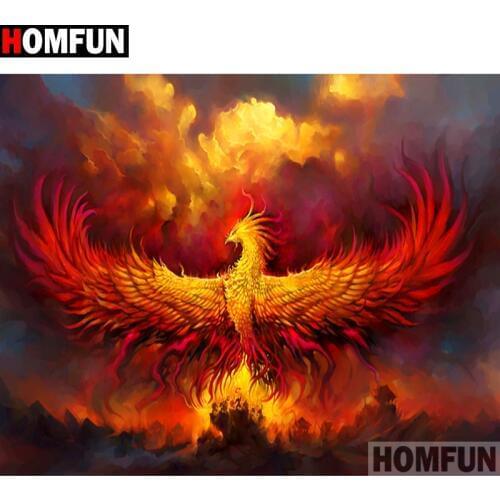 HOMFUN Full Square/Round Drill 5D DIY Diamond Painting "flaming Phenix" Embroidery Cross Stitch 5D Home Decor Gift A15306
