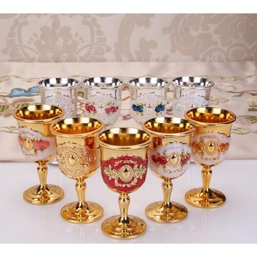 30ml Wine Glasses Champagne Glasses Goblet Cocktail Cup Gold Retro Metal Wine Glass European Style Gift For Bar Home Decor