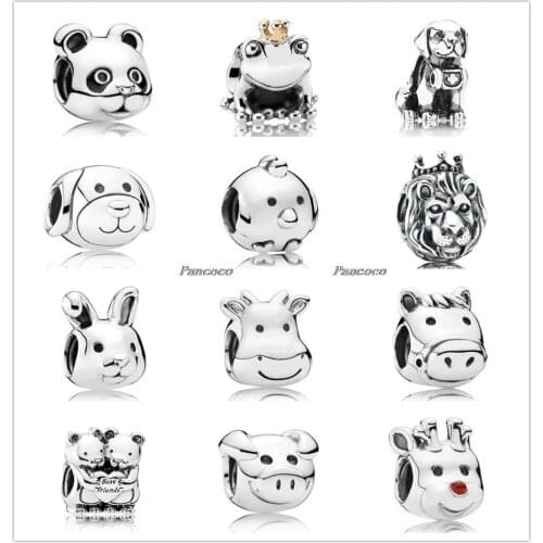 Authentic 925 Sterling Silver Cat Cute Dog Remarkable Rabbit Cow Charm Bead Fit Pandora Bracelet & Necklace Jewelry