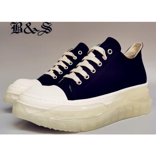 Black& Street 2020 Transparent Thick Sole personalized Increasing Heighten Canvas Shoes