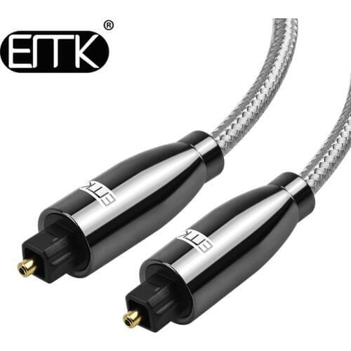 EMK New Digital SPDIF Optical Cable 3.5 Mini Toslink to Toslink Cable Fiber Optical Audio Cable with braided jacket