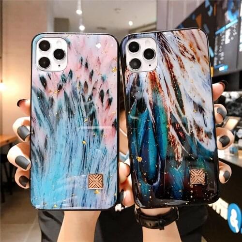Epoxy Phone Case for iPhone 12 11 Pro Max Mini XR XS 8 7 Plus SE 2020 Glitter Gold Foil Back Cover Slim Vintage Shockproof Coque