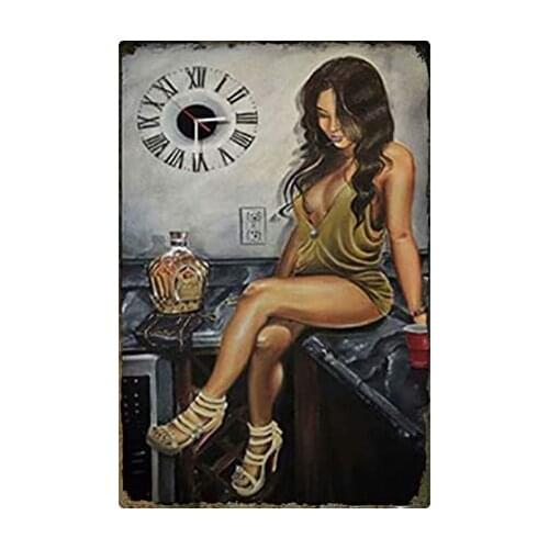 Sexy Beauty Tin Sign Cafe Bar Home Wall Art Decoration Retro Metal Tin Sign Art Decor Iron Painting Restroom Accessories