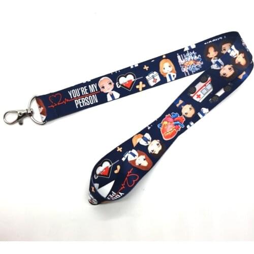 Hot Sale! Greys Anatomy Doctors nurse Lanyard Neck Strap Card Bus ID Holders With Key Chain