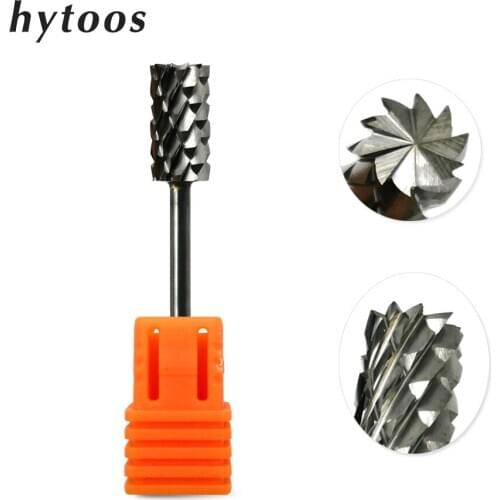 HYTOOS 5XC Barrel Nail Drill Bits With Cut 3/32" Carbide Nail Bit Milling Cutter For Manicure Drill Accessories Fast Remove Gel