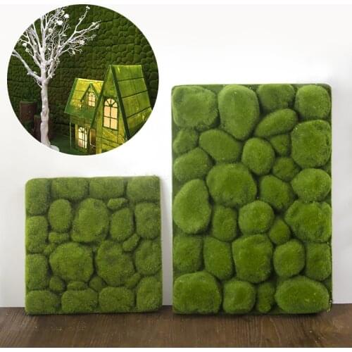 Stone Shape Moss Grass Mat Indoor Green Artificial Lawns Turf Carpets Fake Sod Moss Home Hotel Wall DIY Decor 35x50cm Wholesale