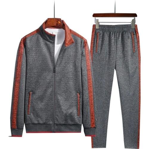 Jogger Suits for Mens Spring and Autumn Two piece Men Set Casual StreetWear Sportswear O-Neck Zipper Jacket+Trousers Clothes Man