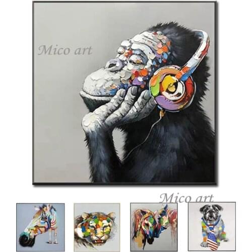 Children Room Decoration Cute Animal Oil Painting Hand Painted Canvas Wall Decor Art Home Decoration Gift Artwork High Quality