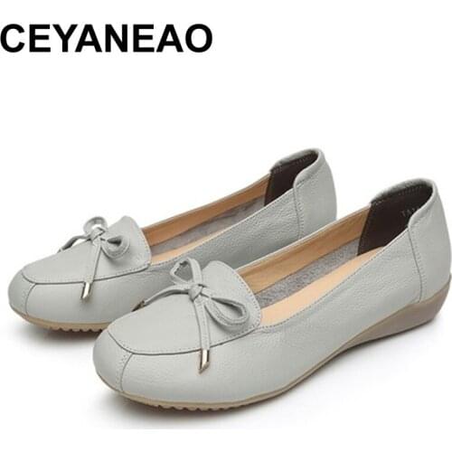 CEYANEAO Hollow Outs Breathable Summer Shoes Women Flats Genuine Leather Soft Women Loafers Ladies Moccasins Female C054