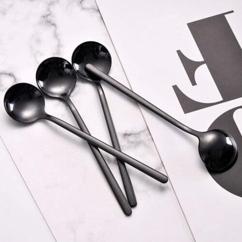 Mini Dessert Spoons Coffee Spoons Black Plated Teaspoons Frosted Handle for Dessert Tea Ice Cream Cake Coffee Set of 12