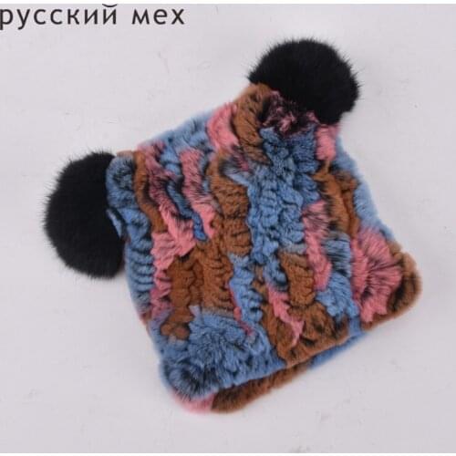 Real Fur Hats for Girls Boys Rex Rabbit Fur Hats Children Winter Beanies 2018 New Russian Pompom Caps New Warm Fur Caps For Kids