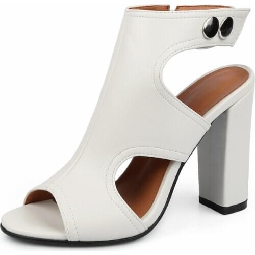 2020 New PU Leather Summer Womens Sandals High Heel Sandals Chunky Heel Ladies Shoes Plus Size 34-43