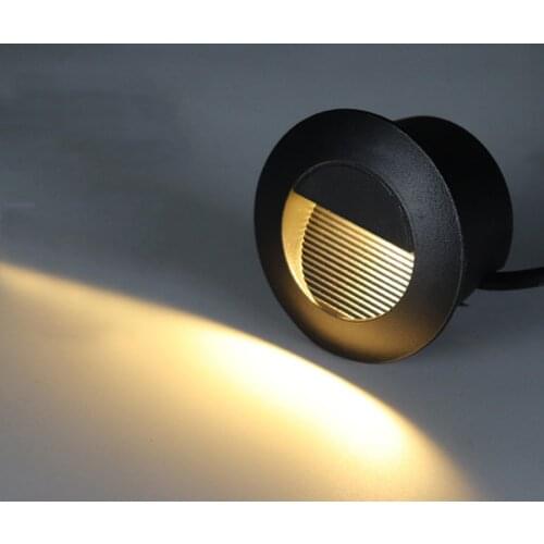 Outdoor Waterproof Led Stair Step Light 3W Round LED Footlight Recessed Wall Corner Light Landscape Pathway Fence Night light