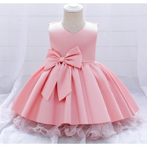 Flower Girl Dresses For GirlsO-neck Tank Communion Gowns Elegant Kids Party Girls Satin Pageant Dresses 2021