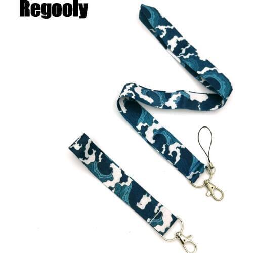Kanagawa Hokusai Waves Wristlet hand Neck Strap Lanyards ID badge card holder keychain Mobile Phone Strap Gift Ribbons webbing