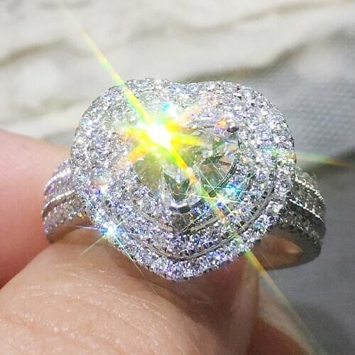 100% 18K gold ring and moissanite diamond D VVS Luxury wedding ring With national certificate SW9