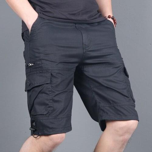 Solid Casual Men Shorts Zipper Waist Summer Short Pants for Men Cargo Pants with Pocket 2021 High Quality Daliy Men Shorts