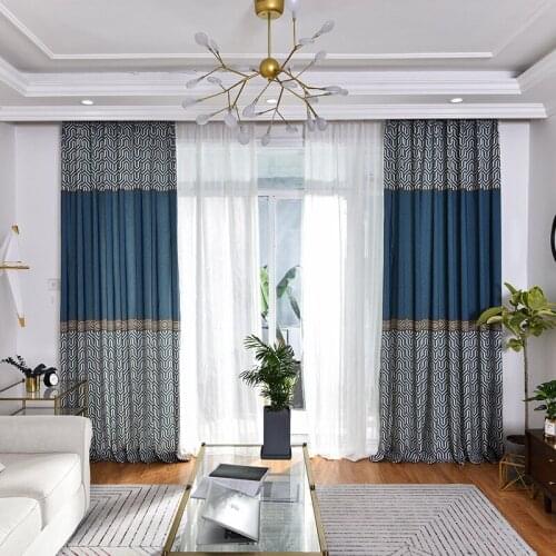 Modern and Simple European Style Curtains Polyester-cotton Printed Curtains for Living Dining Room Bedroom
