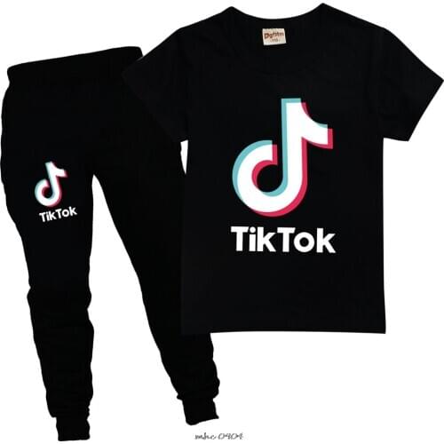 Tik Tok Baby Girls Clothes Sets For 2-16Y Summer Short Sleeve Tik Tok T Shirts Tops+ Pants Kids Boy Suits Teenagers Tracksuits