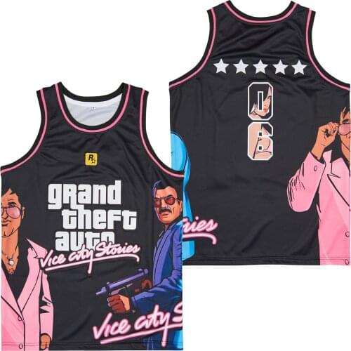 BG basketball jerseys GTA VICE 06 jersey Embroidery sewing Outdoor sportswear Hip-hop culture movie Black 2021