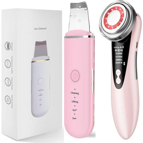 NEW Ultrasonic Skin Scrubber Peeling Facial Pore Cleaner+Face Skin Care Vibration Massage Device Eye Lifting Wrinkle Removal