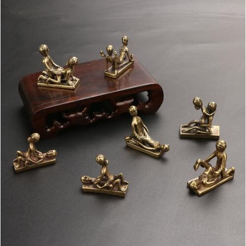Vintage Pure Brass Make Love Postures Miniatures Figurines Vintage Sexy Living Home Accessories Desktop Decor Ornament Funny Gif
