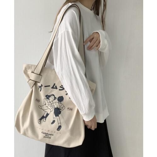 High capacity Shopping Large Ladies Canvas Shoulder Bags Tote Shopper Eco Reusable Bag Cotton Cloth Handbag for Women 2020