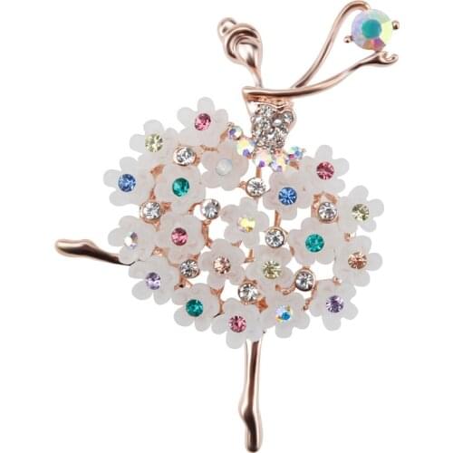 Dance Girls Ballet Dancing Female Brooches Woman Artistic Gymnastics Lady Glass Designs Cute Pins Jewelry Gifts Dress Accessory