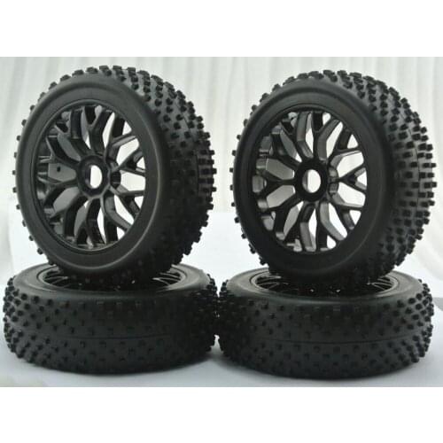 1/8 RC Buggy 4pcs 17mm Hub Wheel Rim & Tires Tyre for HPI KYOSHO OFNA LOSI HSP REDCAT HOBAO TRAXXA FS RACING