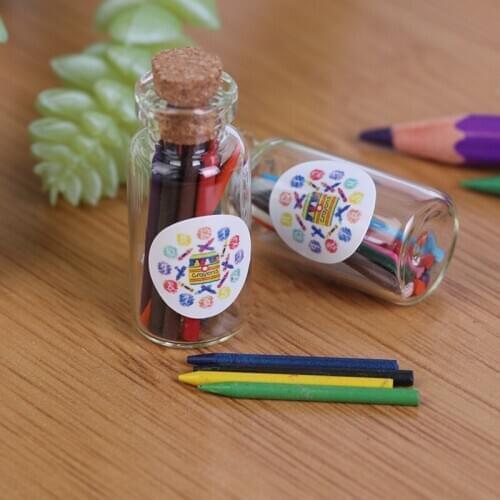 12Pcs/Box 1/6 1/12 Scale Mini Crayons Pencils Creative Stationery Cute Bear Pencils For School Girl Boy Colored