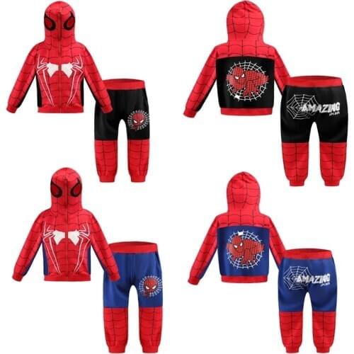 2Pcs/Sets Spider Superhero Baby Casual Tracksuit Children Boy Girl Cotton Jacket Pants Kids Leisure Sport Suit Infant Clothing