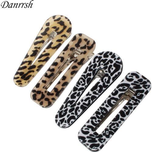 2pcs/lot Leopard Pattern Acrylic Hair Clips Women Hairpins For Any Hair Style Metal CliP Rectangle Hair Slides Hair Accessories
