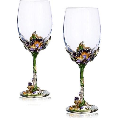 2pcs Gift Box Enamel Wine Glass Goblet Glass Crystal Glass Set High-end Wine Glass Wine Glass Champagne Glass Wine Glass ZM801