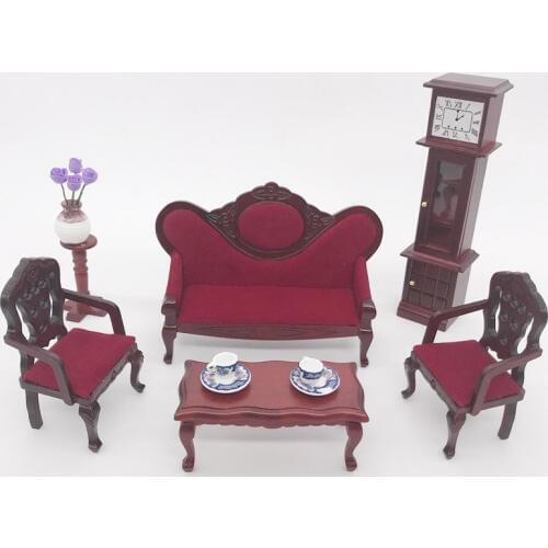 3pcs/set 1:12 miniature wooden chair furniture toy for Dolls house pretend play toys mini red chair for girls children kids
