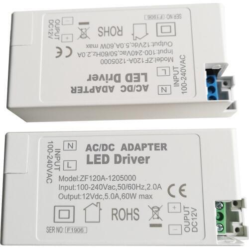 ZF120A-1202500 ZF120A-1205000 12VDC 2.5A 30W 5A 60W AC/DC Adapter LED Driver Ballast for Ceiling Lights Buried Fluorescent Lamps