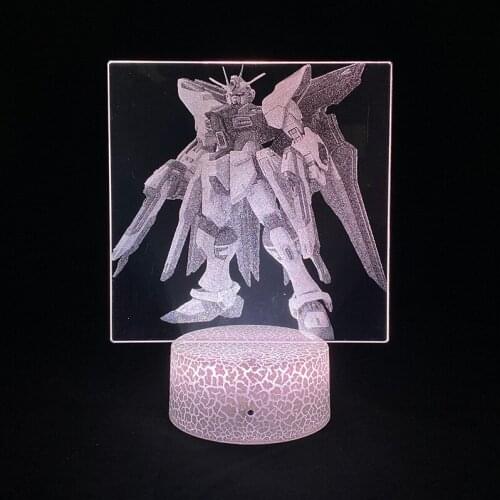 Acrylic 3D LED Illusion Nightlight Kids Picture Lamp GUNDAM Smart Phone Control 16 Color Remote Light Anime Fans Birthday Gift