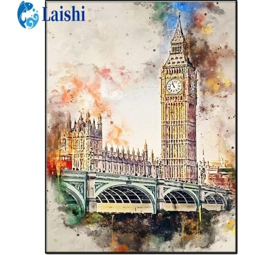 Diamond Painting Graffiti city architectural landscape, Big Ben Full Square/Round Drill Sale Diamond Rhinestones Home Decor Gift