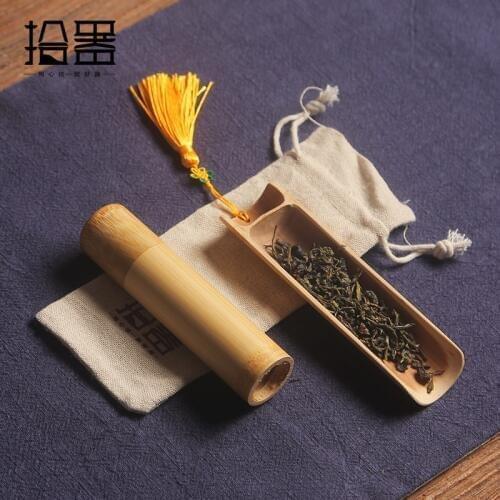 Three-Piece Suit Bamboo Tea Containers Suit Storage Box Handmade Organizer Kungfu Tea Jars Coffee Cans Sugar Kitchen Accessories