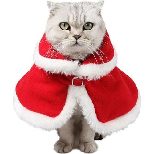 Noble Red Velvet Short Plush Winter Windproof Pet Cat Dog Cloak Shawls Collar Warm Scarf Merry Christmas New Year Pet Gift