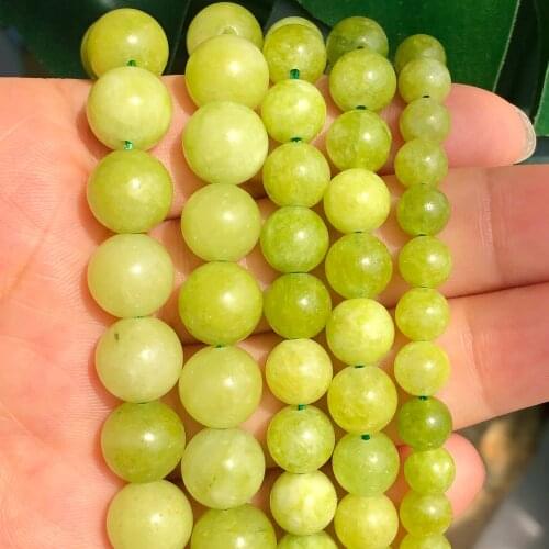 Natural Green Jades Chalcedony Stone Beads Round Loose Spacer Angelite Beads for Jewelry Making Diy Bracelet Accessories 15"