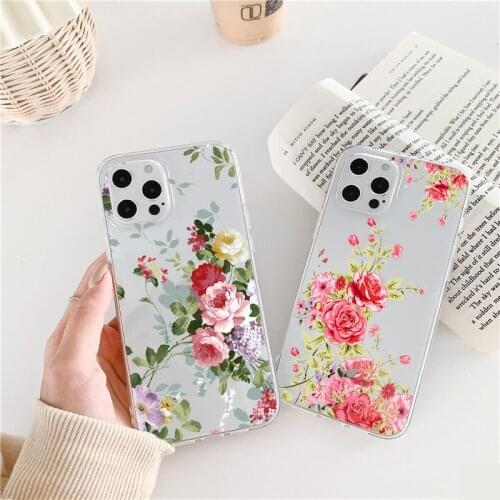 Spring Bloom Flowers Phone Cases For iPhone 7 8 Plus SE 2020 12 11 Pro Max X XR XS MAX Retro Soft Clear Transparent Back Cover