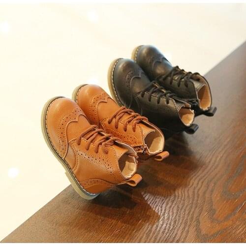 Children mid-top Martin boots spring autumn new side zipper girls shoes boys casual boots baby soft cow muscle sole martin boots