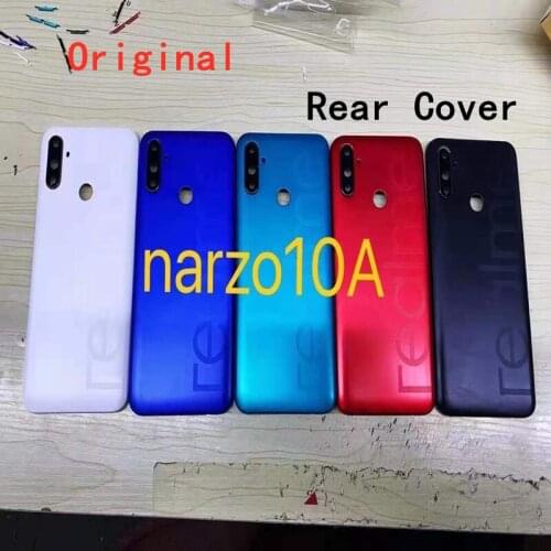 For Realme Narzo 10A Back Cover Battery Cover Rear Door Case Panel For Realme Narzo 10A Back Cover Housing With Camera Lens