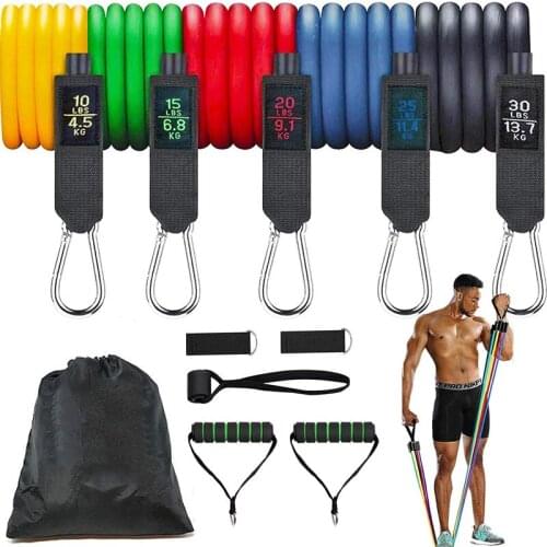 11Pcs/Set Latex Resistance Bands Exercise Fitness Expander Pull Up Loop Band Gym Door Anchor Ankle Straps With Bag Kit Set Yoga