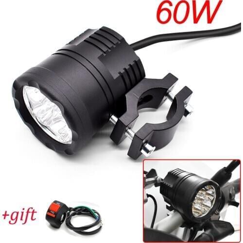 Motorcycle Headlight Auxiliary Lamp 60W LED Moto Spotlight Fog Light For YAMAHA XT250 TRICKER DT230 DT 125 230 LANZA KAWASAKI