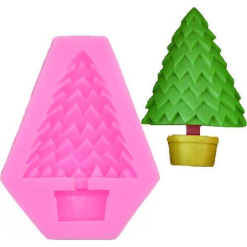 Potted Plant Pine Christmas Tree Silicone Cake Pastry Mould Chocolate Fondant Sugarcraft Cake Candy Gumpaste Decorating Tools