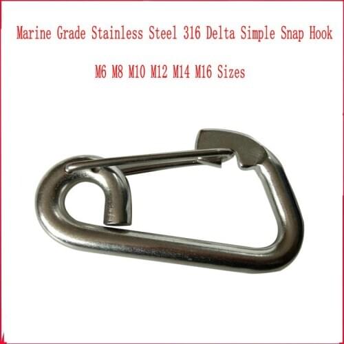 HQ HK02 Marine Grade Stainless Steel 316 Spring Quick Link Hook M6-M16 Delta Simple Snap Hook