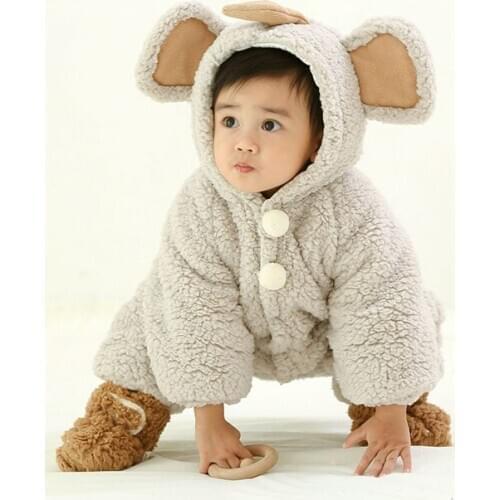Baby Rompers Winter Cartoon Baby Boy Girl Clothes Warm Thick Infant Jumpsuit Animal Overall Pajamas