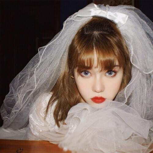 Bridal Veil Short With Comb Beaded Edge Tulle Bridal Veil Four Layer 100 CM Elbow Length Wedding Accessories 2020